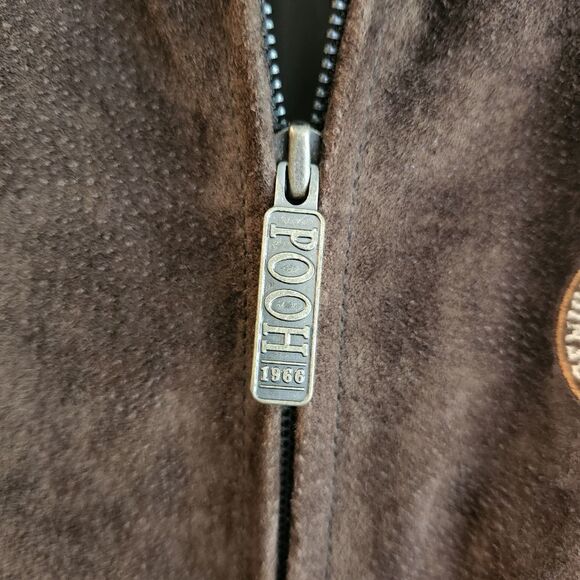 Disney Pooh Leather Suede Vintage Zip Front Jacket Size Medium - Picture 5 of 8